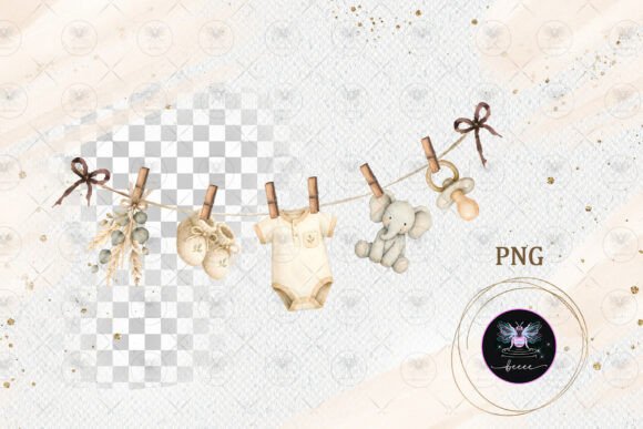 Download Boho Neutral Baby Clothesline PNG - Baby Collection