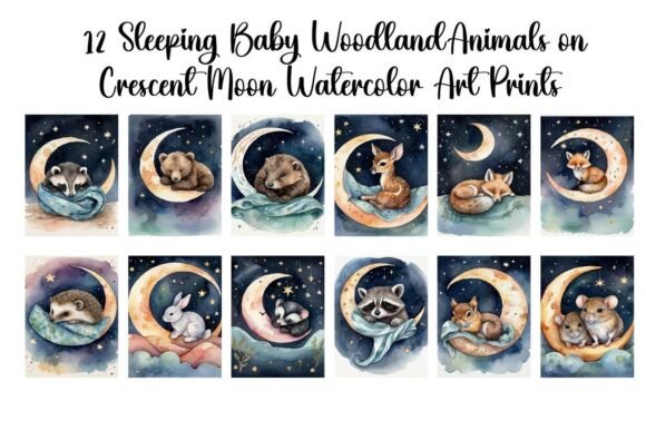Download Set of 12 Sleeping Woodland Baby Animals - Baby Collection