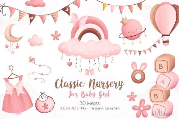 Download Classic Nursery for Baby Girl Clipart - Baby Collection