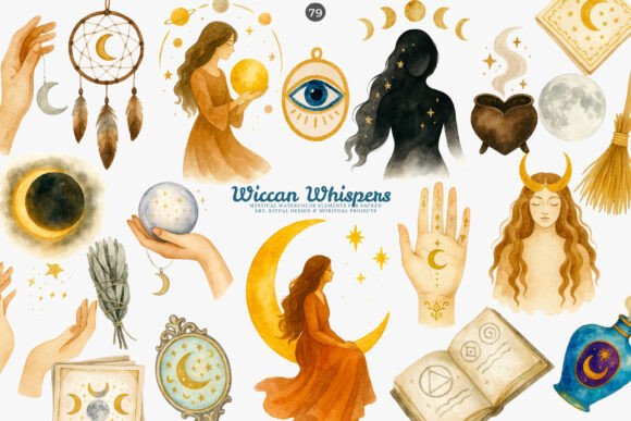 Download Wiccan Clipart Mystical Elements Set - Mystical elements Collection