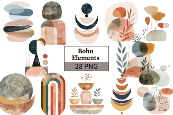 Download Watercolor Boho Elements Clipart Bundle - Elements Collection