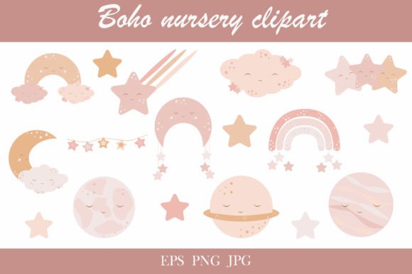 Download Boho Nursery Clipart Set. Baby Wall Déco - Baby Collection