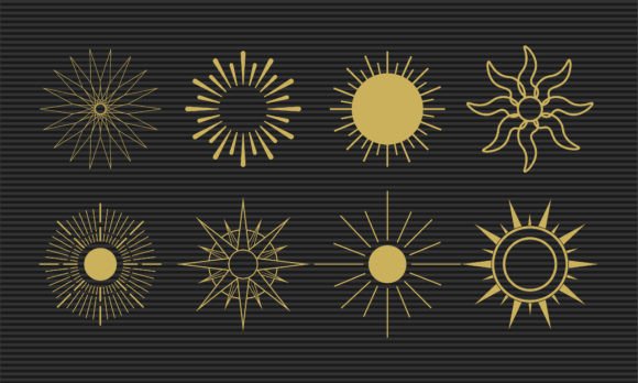 Download Gold Boho Sunburst Design Elements - Sun Collection