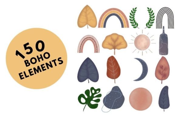 Download 150 Boho Elements Pack PNG - Elements Collection