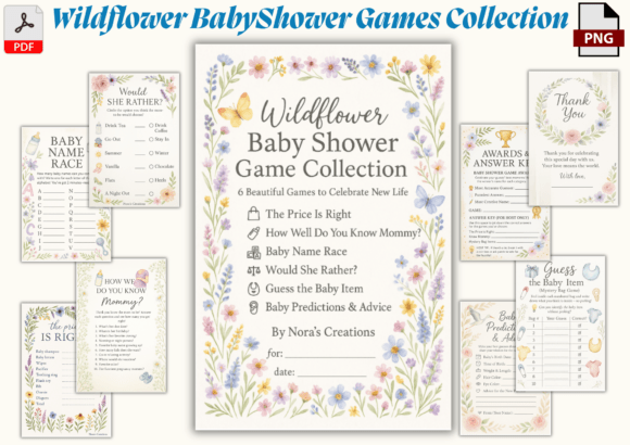 Download Wildflower Baby Shower Game Bundle - Baby Collection