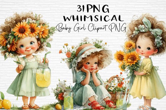 Download Whimsical Baby Girl Clipart PNG - Baby Collection