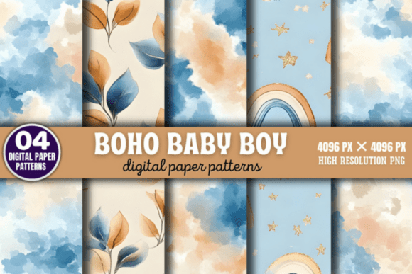 Download Boho Baby Boy Pattern Digital Background - Baby Collection
