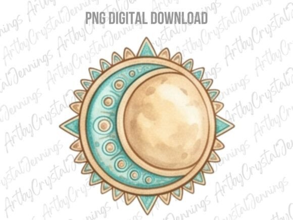Download Watercolor Boho Celestial Sun Moon PNG - Sun Collection