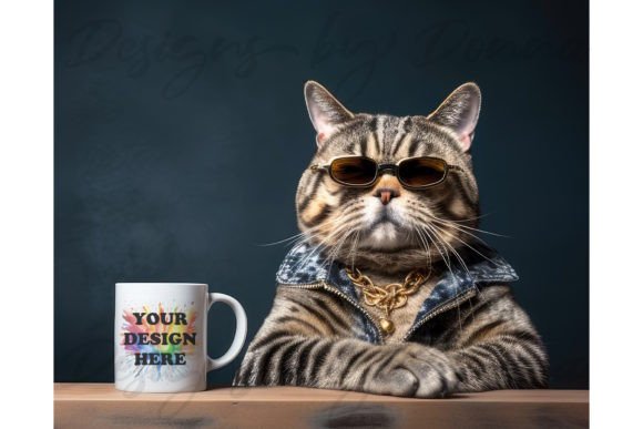 Download Cat with Sunglasses Unusual Mug Mockup - Sun Collection