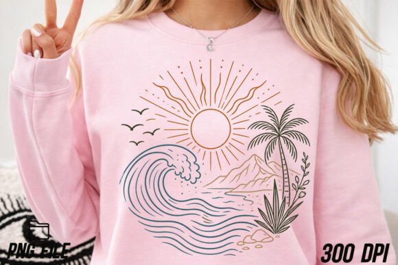 Download Boho Ocean Sun Tee, Nature Graphic Shirt - Sun Collection