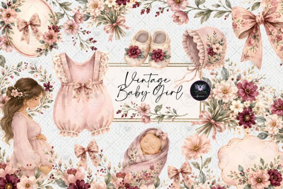 Download Vintage Baby Girl Clipart - Baby Collection