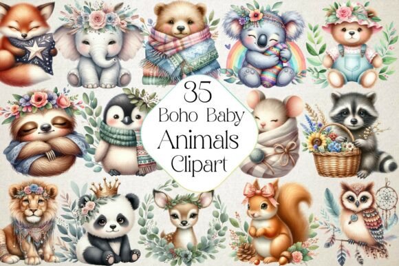 Download Boho Baby Clipart Bundle Boho Animals - Baby Collection