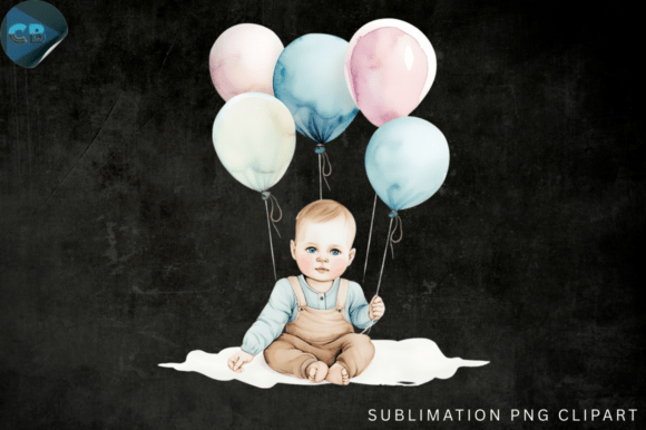 Download Baby with Balloons PNG Clipart - Baby Collection