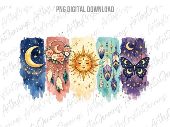 Download Boho Sun Moon Butterfly Dream Catcher - Premium Resources