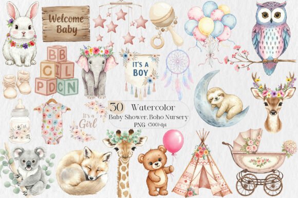 Download Baby Shower Clipart,Boho Nursery Clipart - Baby Collection