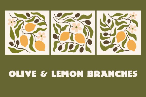 Download Olive &amp; Lemon Branches Abstract Art Set - Abstract art Collection