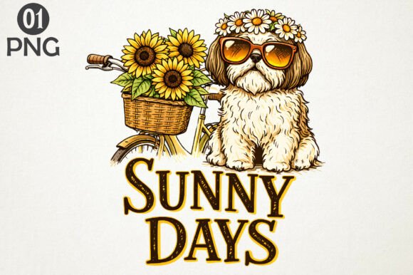 Download Sunny Days Dog PNG Summer Clipart Design - Sun Collection