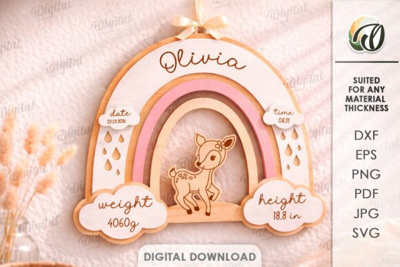 Download Baby Name Sign with Birth Stats Lasercut - Premium Resources