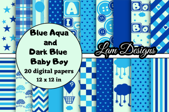 Download Blue Aqua and Dark Blue Baby Boy Papers - Baby Collection