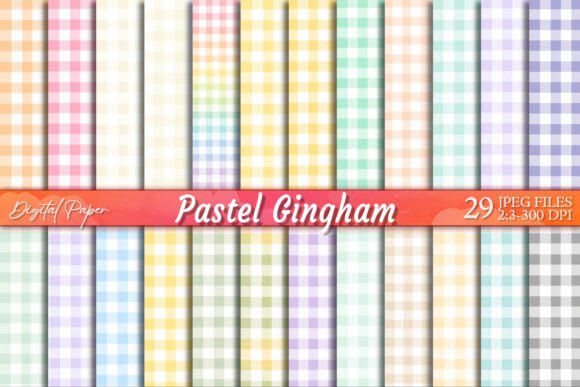 Download Pastel Gingham Plaid Scrapbook Paper Set - Pastel Collection