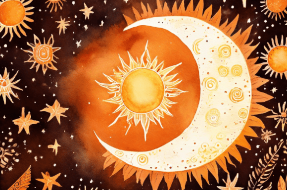 Download Boho Celestial Sun and Moon Watercolor - Sun Collection