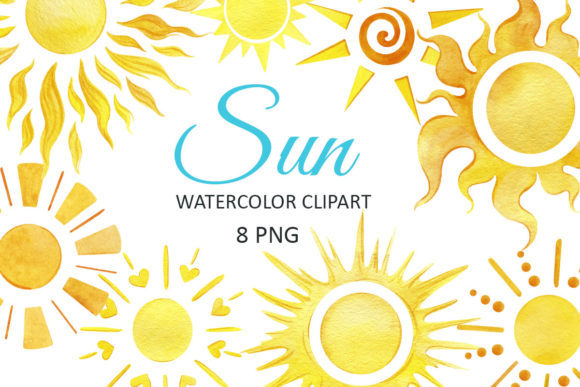 Download Sun Clipart, Summer Watercolor Set - Sun Collection